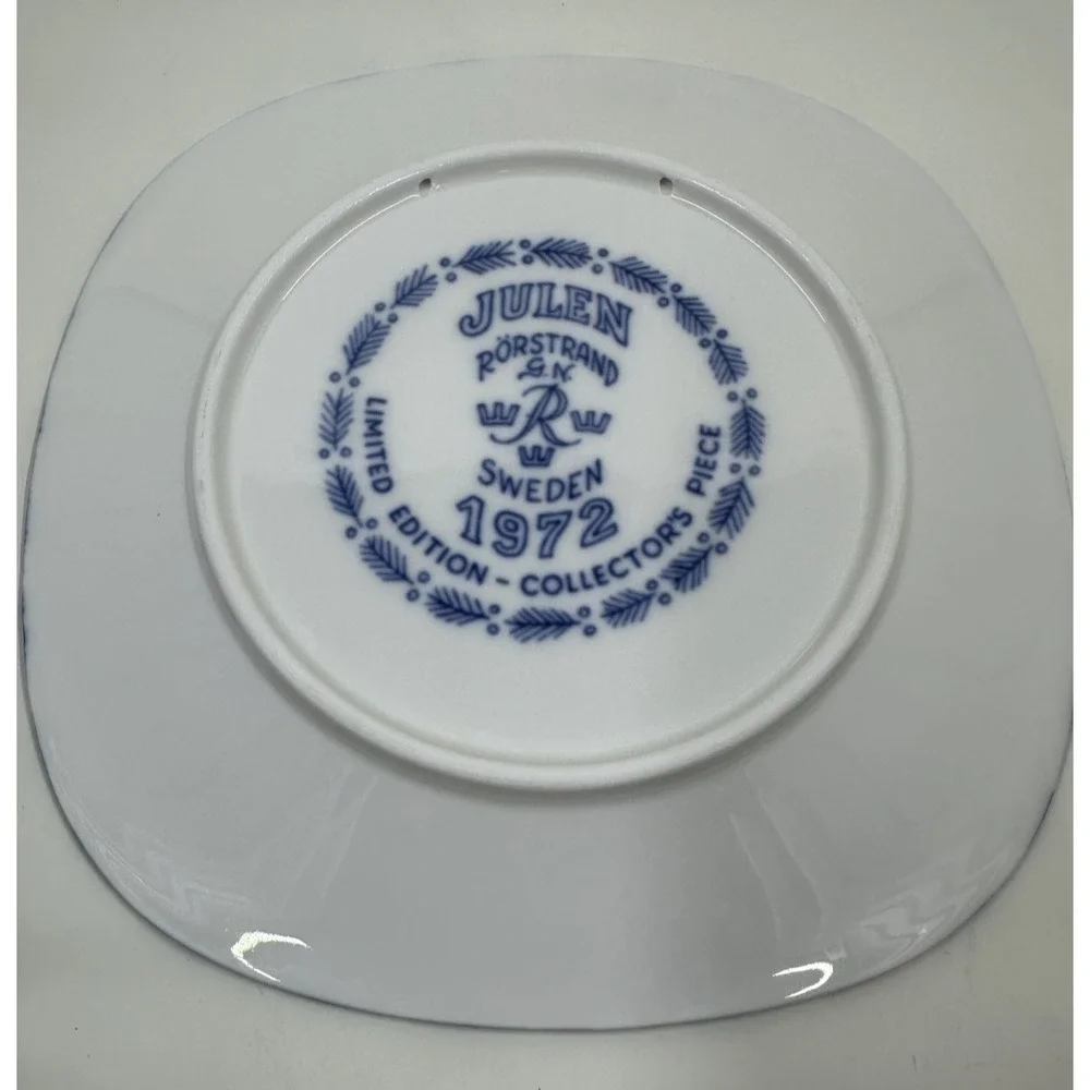 Rorstrand Julen 1972 Christmas Plate Sweden‎ Blue White Porcelain Wall Decor